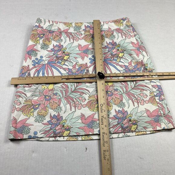 Talbots Womens Tropical Parrot Print Stretch Cotton Skirt White Multicolor 10P - Picture 6 of 13